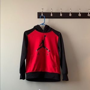 Jordan red and black hoodie.